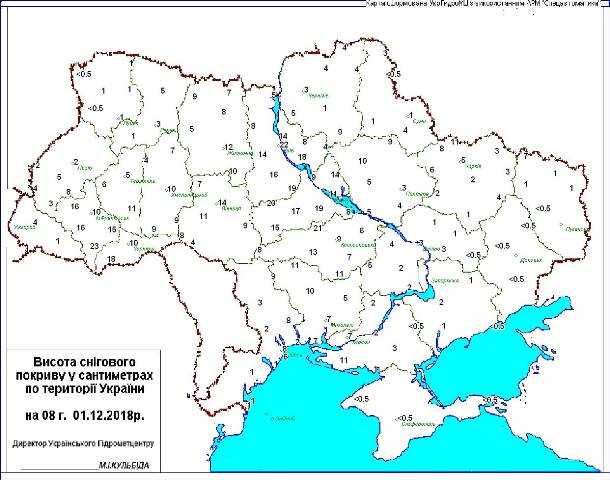 Висота снігового покриву в Україні на ранок 1 грудня (КАРТА)
