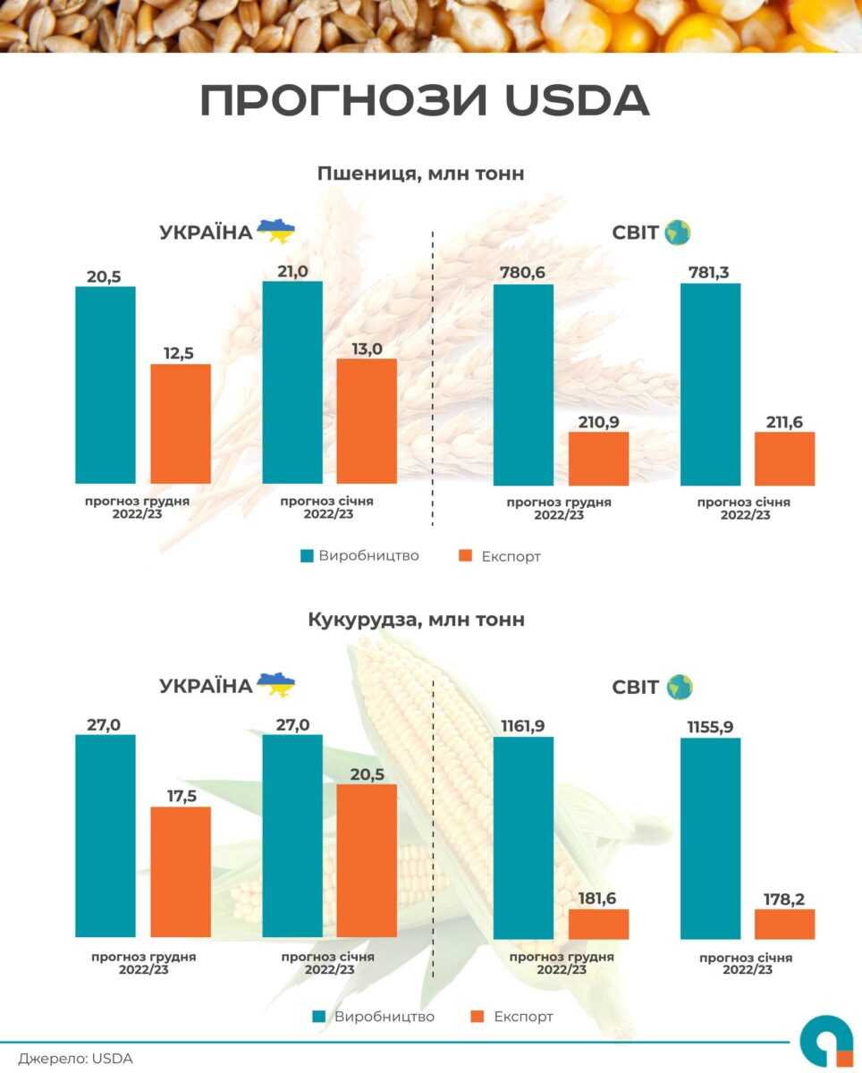 USDA покращило прогнози українського експорту зернових на 2023 рік