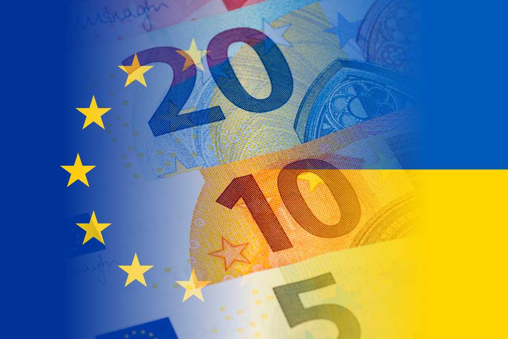 Ukraine,And,Eu,Flag,With,Euro,Banknotes