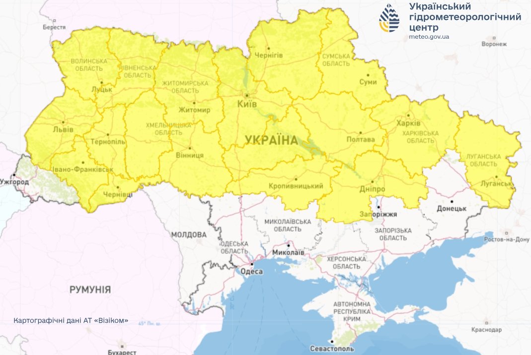 6 березня в Україні очікується сильний вітер: оголошено жовтий рівень небезпеки