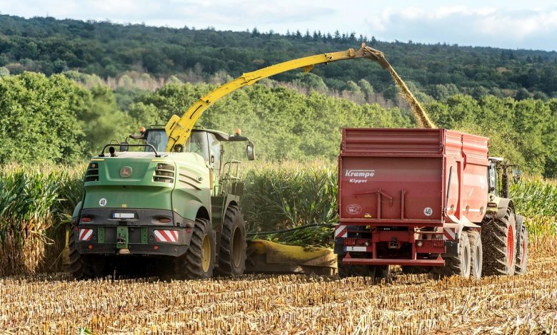 corn, harvest, agriculture, corn harvest, cornfield, combine harvester, tractor, equipment, machine, germany, sling, fields, forage corn, fall, agricultural engineering, agricultural machine
