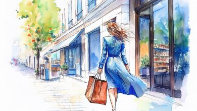 ai generated, woman, shopping, city, dress, shopping street, pocket, person, human, female