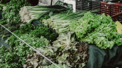 green vegetable on black plastic basket