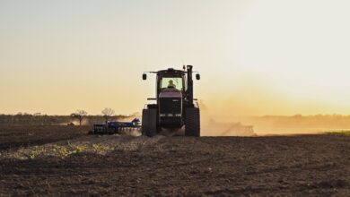 a tractor in a field