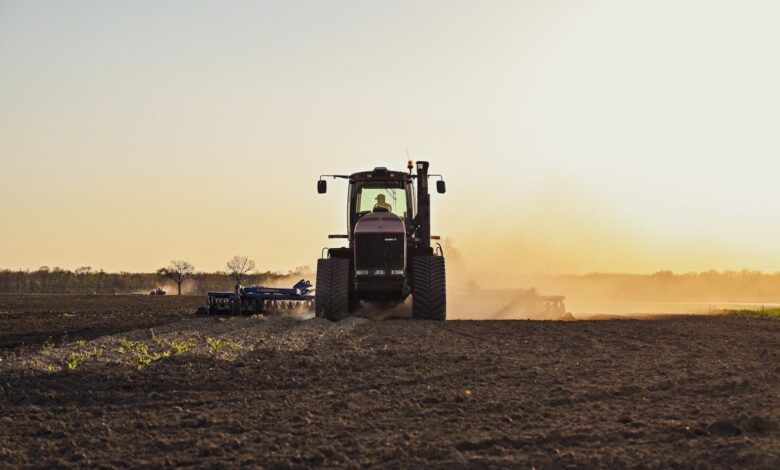 a tractor in a field