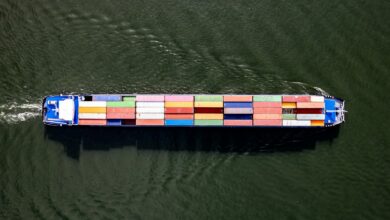 a large container ship in a body of water