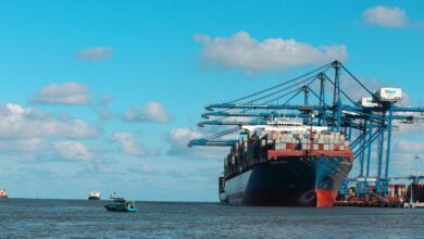a large ship in the water